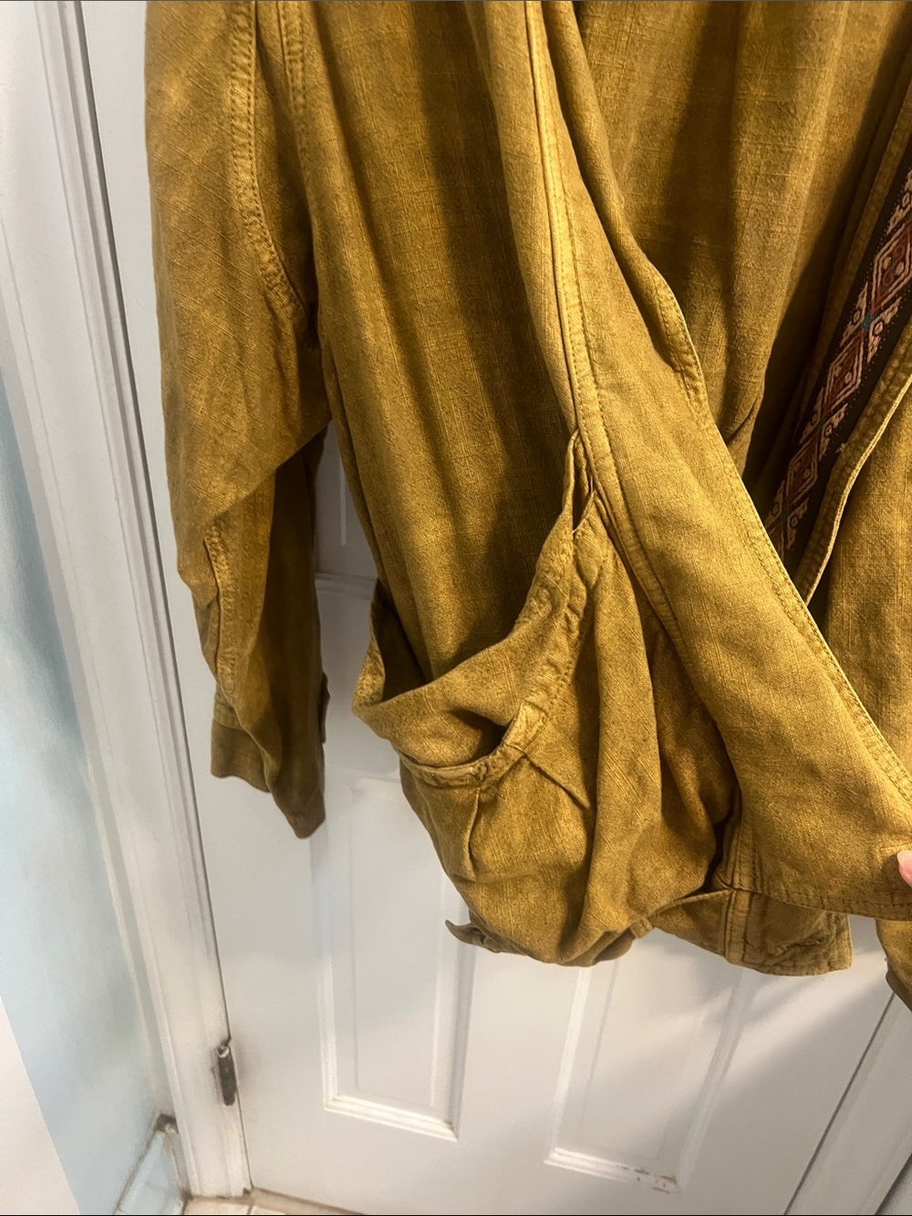 Free People Mustard Utility Jacket with Woven Trim - Picture 5 of 6